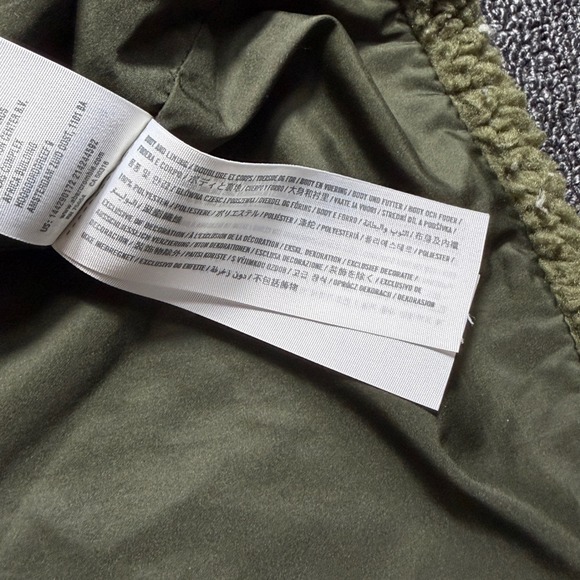 VTG Abercrombie & Fitch Mens L Olive Green Sherpa Fleece Full Zip Bomber Jacket - Picture 7 of 7